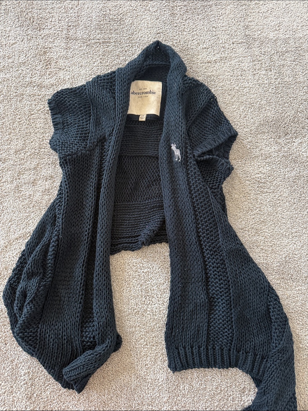 Abercrombie & Fitch Dark Navy Open-Front Knit Cardigan